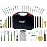 VViViD 59 Piece Leather Working Tools and Supplies Kit with Tool Box, Prong Punch, Edge Beveler, Wax Threads, Needles, Stitching, Sewing, Punching, Leather Making