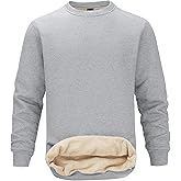 Tansozer Mens Fleece Crewneck Sweatshirt Warm Sherpa Lined Thick Pullover Long Sleeve Tops Shirts