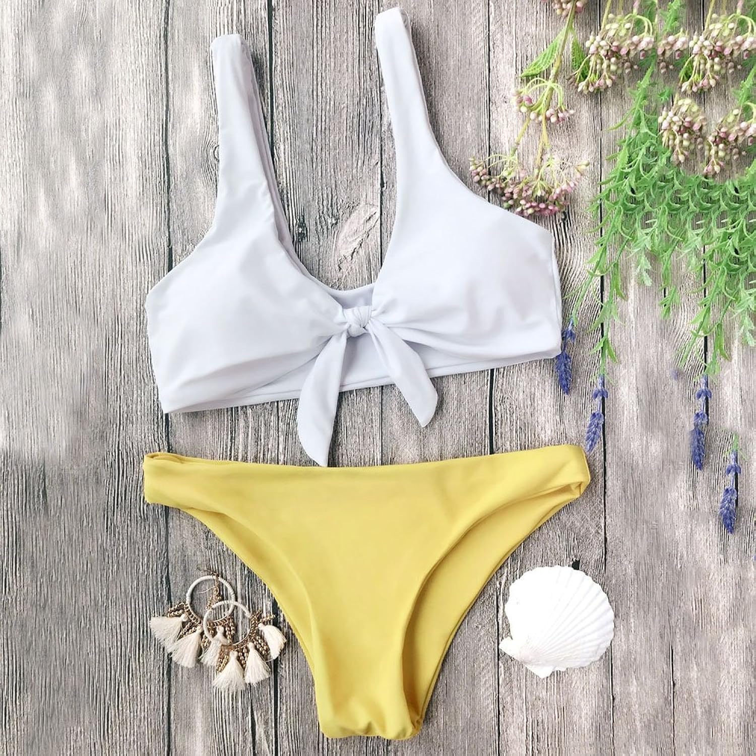 hannea knotted bralette bikini top and bottoms