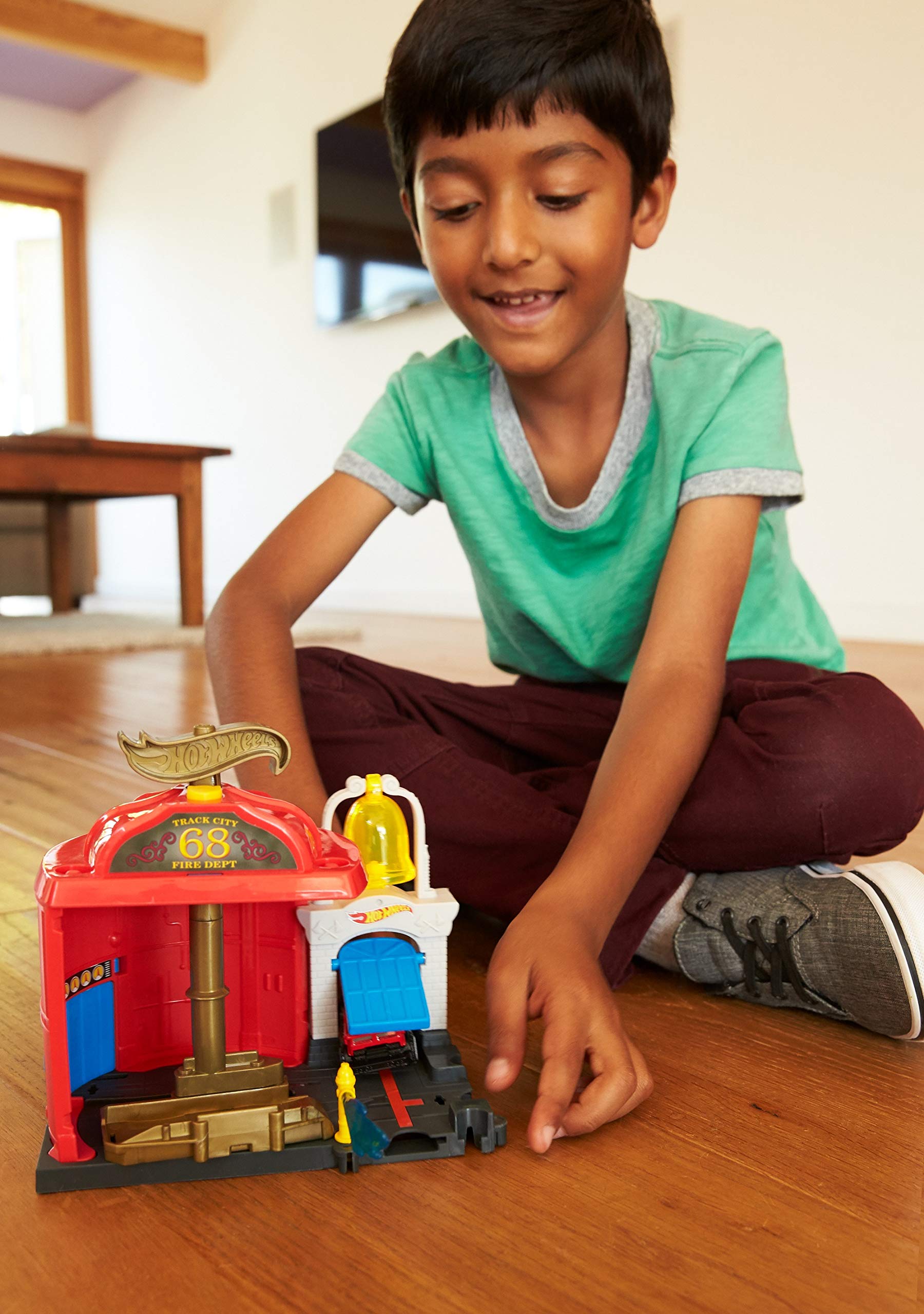 hot wheels city downtown fire station spinout playset