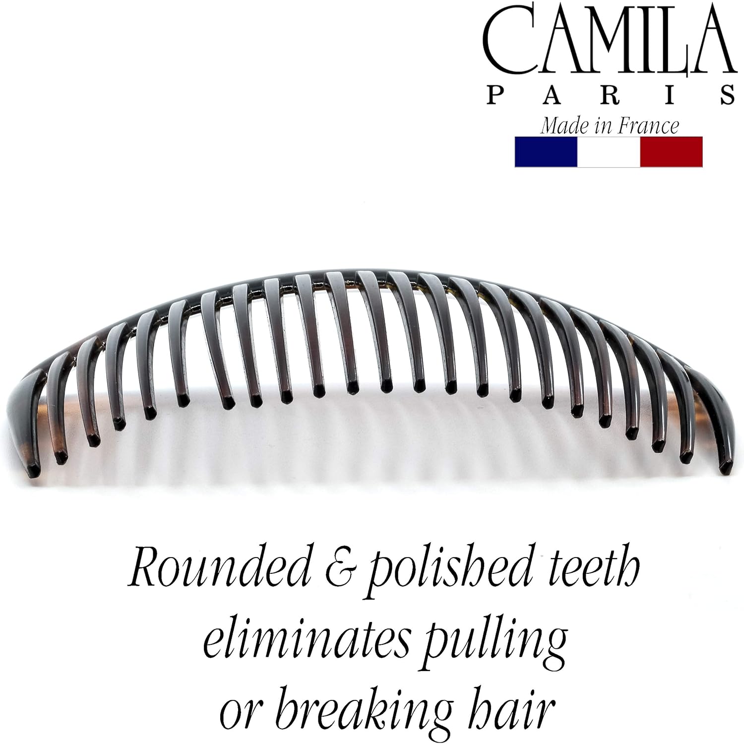 Camila Paris AD66/2 French Side Combs Large 2 Pack Curved Tortoise Shell Flexible Durable Cellulose Hair Combs, Strong Hold Hair Clips for Women, No Slip Styling Girls Hair Accessories, Made in France : Beauty