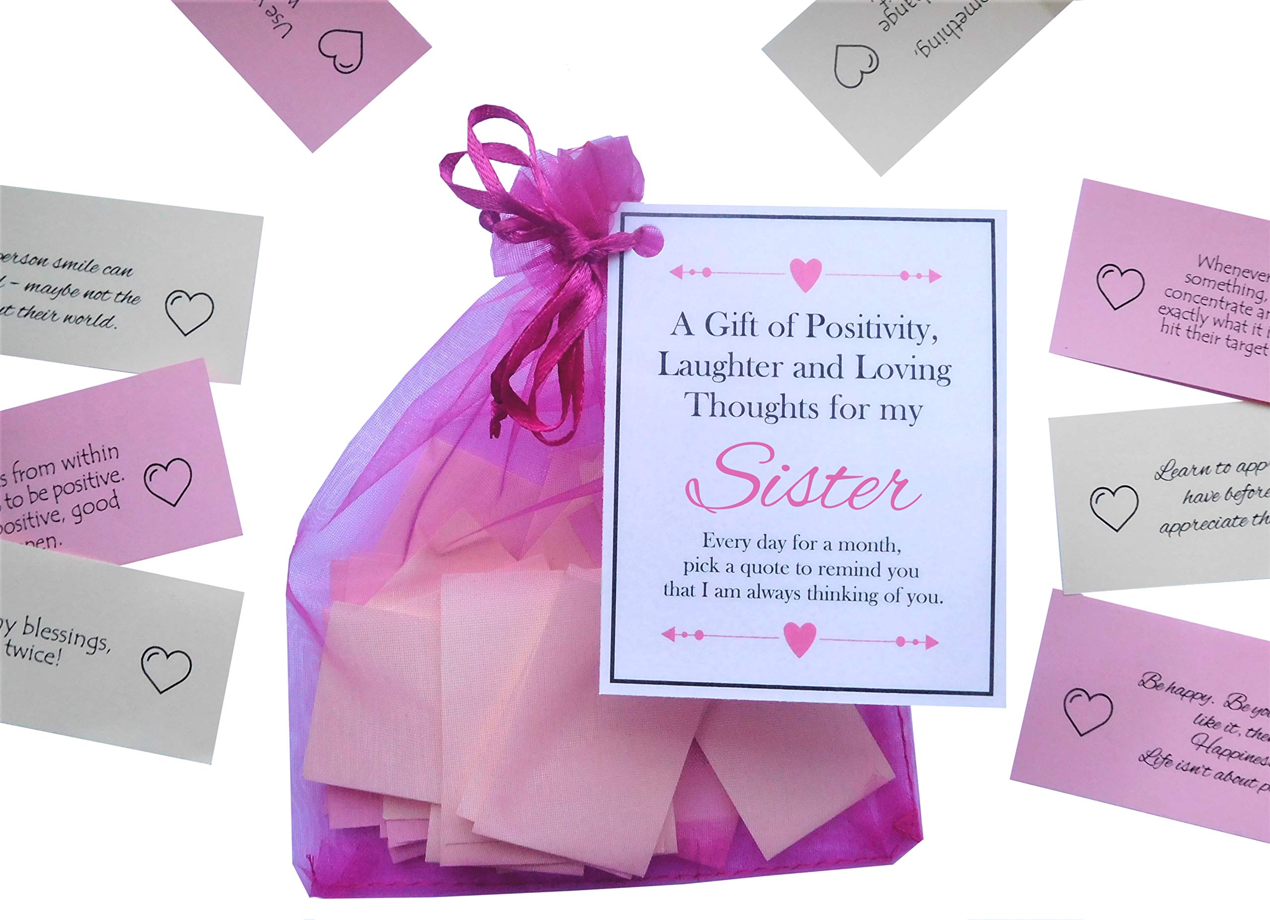 SMILE GIFTS UK Handmade Sister Gift Quotes of Positivity, Laughter and Loving Thoughts. 31 Inspirational Quotes for Each Day of The Month. Letterbox Friendly.