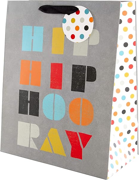 Multi Occasion Hip Hip Hooray Gift Bag From Hallmark Large Birthday Congratulations Father S Day Retirement Amazon Co Uk Office Products