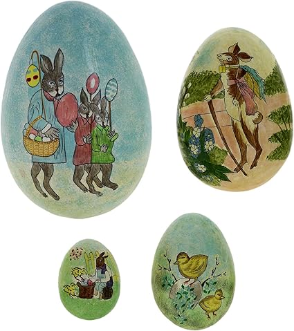 Amazon 紙の張り子飾りイースターエッグ 4 ギフト ボックス カシミールで手作り Shalinindia 置物 オブジェ 通販