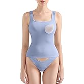 SUUKSESS Women Cotton Rib Squre Neck Tops Sleeveless Summer Padded Basic Tank Top