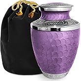 Everlight Memorials Large Adult Cremation Urn for Human Ashes – Elegant Purple Reflections, Decorative Funeral & Burial Memorial for Men & Women (Purple Enamel, Adult Large)