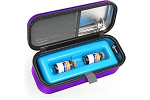 SHBC Medical Cooler Insulin Vial Carrying Travel Case Protector for Diabetic with One Ice Pack Black-Purple