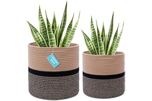 OrganiHaus Decorative Baskets for Plants- 12 & 10 inch Plant Pots for Indoor, Woven Plant Baskets Indoor, Jute Basket, Planter Basket Cachepot, Floor Planter Pot Cover, Rope Plant Basket, Brown