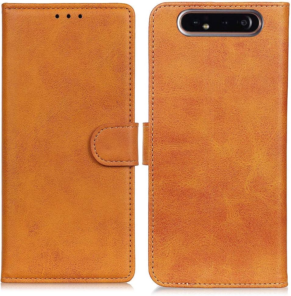 YOFUNTLE Compatible for Samsung Galaxy A80 Leather Case,Galaxy A90 Wallet Case,PU Leather Flip Case,Card Holster Stand Folio Protective Phone Cover for Samsung Galaxy A80/A90 2019 6.7"(Light Brown)