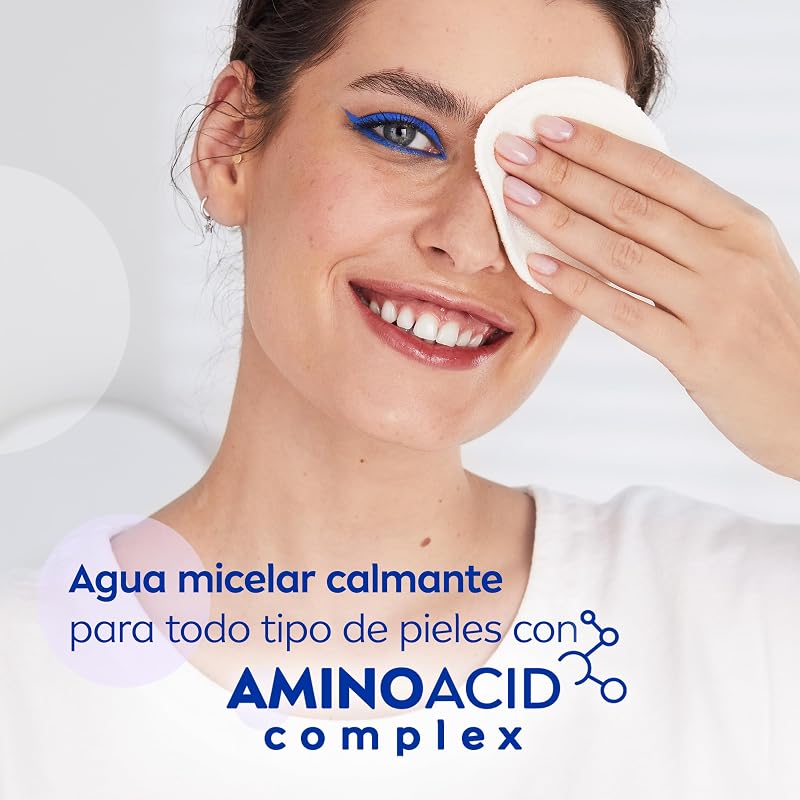 Agua Micelar Calmante Mini - Desmaquillante Facial - Con Dexpantenol - Desmaquillador Ojos, Rostro y Labios - Limpia Sin Frotar - Hidrata - Calmante - Todo Tipo de Piel - Pack de 12 x 100 ml