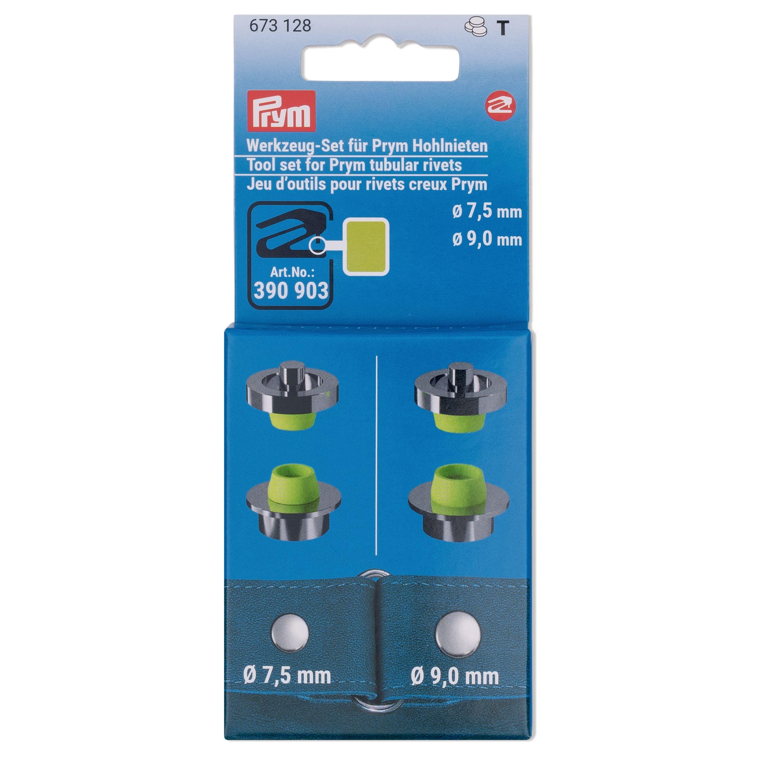Prym - Prym (7.5-9mm) Tool Set for Tubular Rivets - 4 Pieces, Silver/Light Green