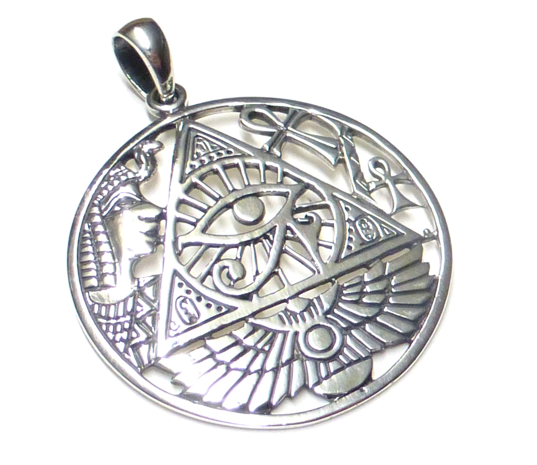 Silberschmuck - BG Third Eye Horus Pendant Made of 925 Sterling Silver - Esoteric Protection Symbol Necklace Pendant, Large Amulet Unisex