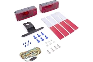 Wellmax 12V LED Trailer Lights Kit, Attachable Tail Lights for RV, Marine, Boat, Trailer, Camper, Low Profile Submersible and