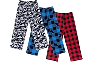 Mad Dog Concepts Boys Pajama Pants - Soft Micro Fleece PJ Bottoms for Kids Printed Plaid Design Boy's Sleepwear Size 6–20 3PK