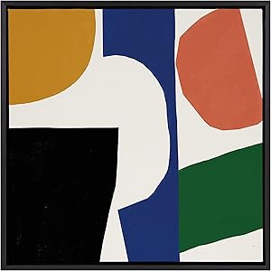 Kate and Laurel Sylvie Collage Abstract Framed Canvas Wall Art by Marcello Velho, 24x24 Black, Abstract Wall Decor