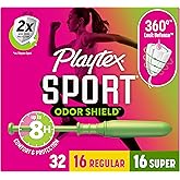 Playtex Sport Odor Shield Multipack Tampons, Regular/Super, No Fragrance, 32 ct