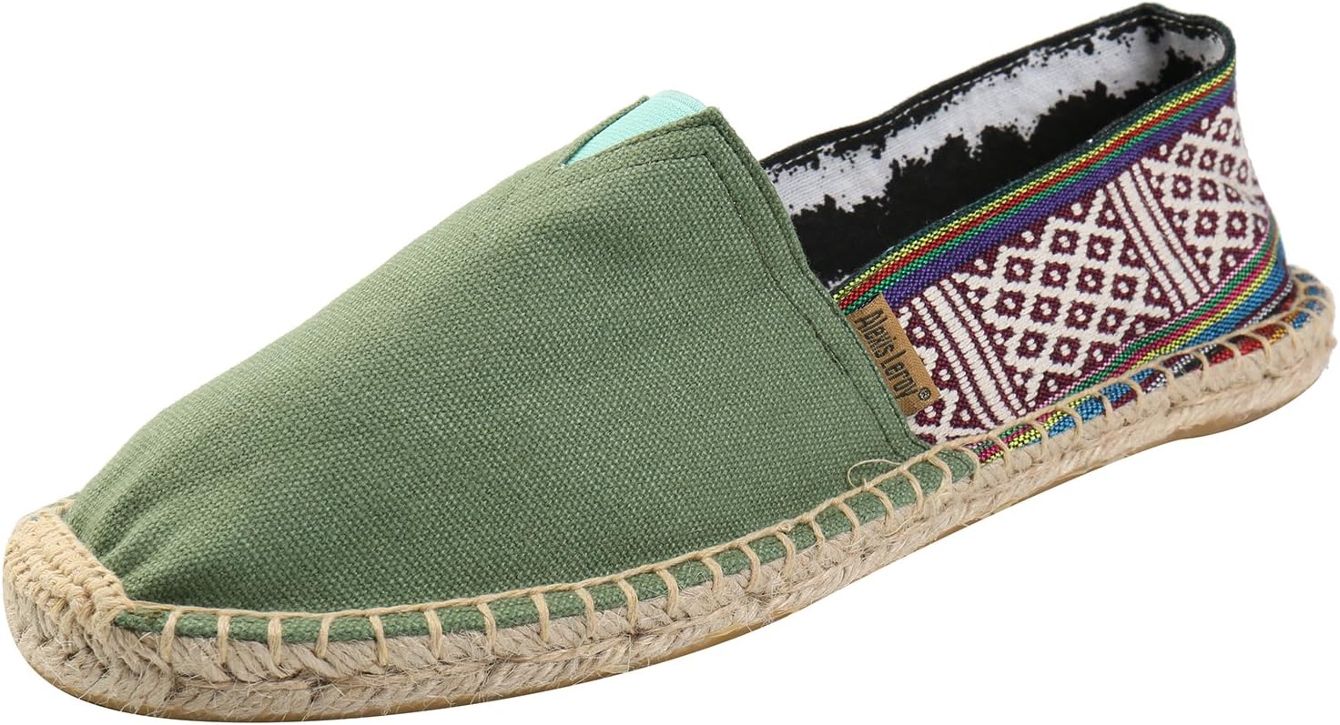 Alexis Leroy Bohemian Print Mens Espadrilles Canvas Flat Espadrilles