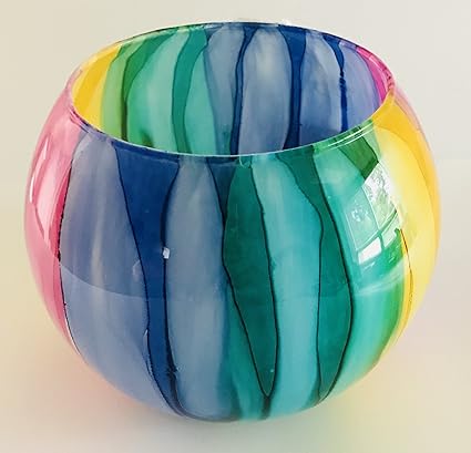 Handmade Rainbow Colored Decorative Ball Shaped Bowl By Vidi