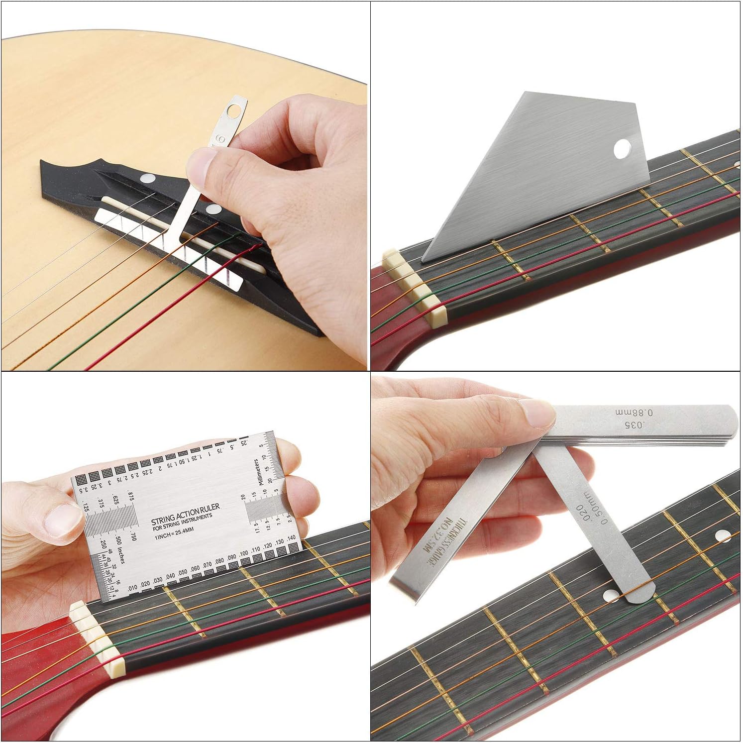 17 Pieces Guitar Luthier Tools Set Guitar Radius Gauge, String Action Ruler Gauge, Feeler Gauge