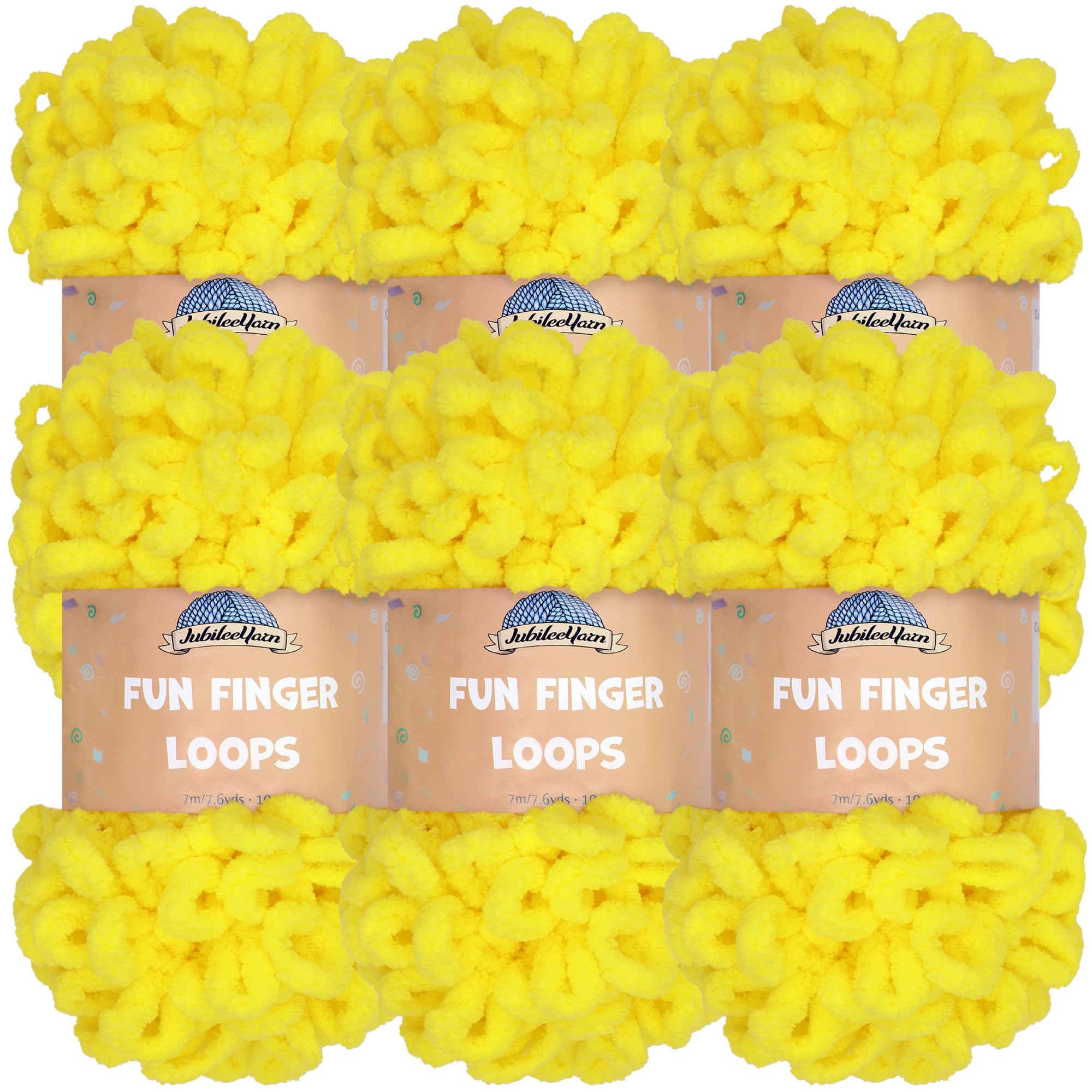 JubileeYarn Fun Finger Loops Yarn - Polyester Jumbo Loop Yarn - 100g/Skein - Limoncello - 6 Skeins