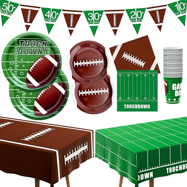 FOOTBALL PARTY DECORATIONS KIT FOR 24 GUESTS –...