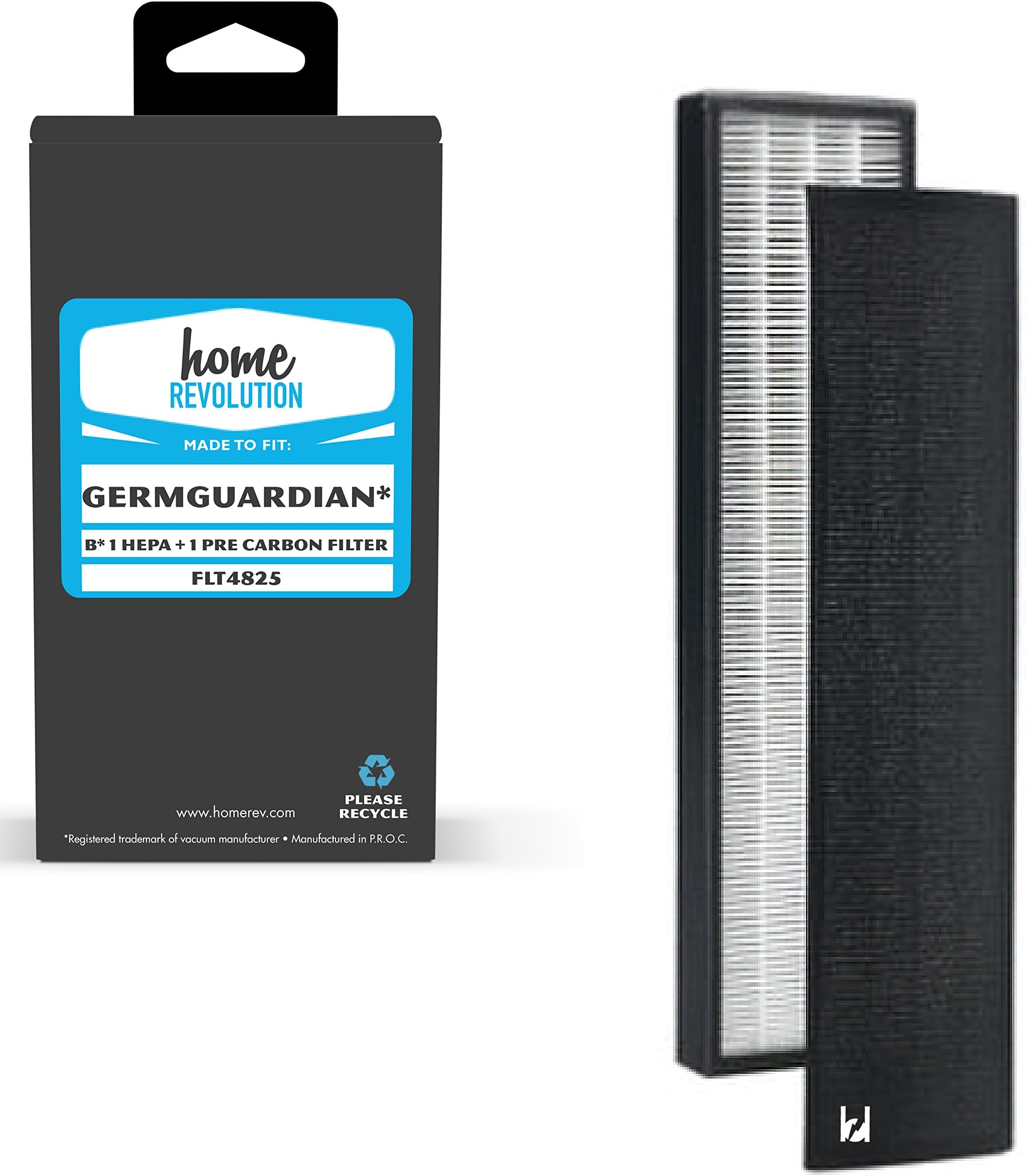 1 HEPA + 1 Pre Carbon Air Purifier Replacement Filters by Home Revolution - Fits GermGuardian B Series AC4300, AC4800, 4900 Models, Compare to Part # FLT4825