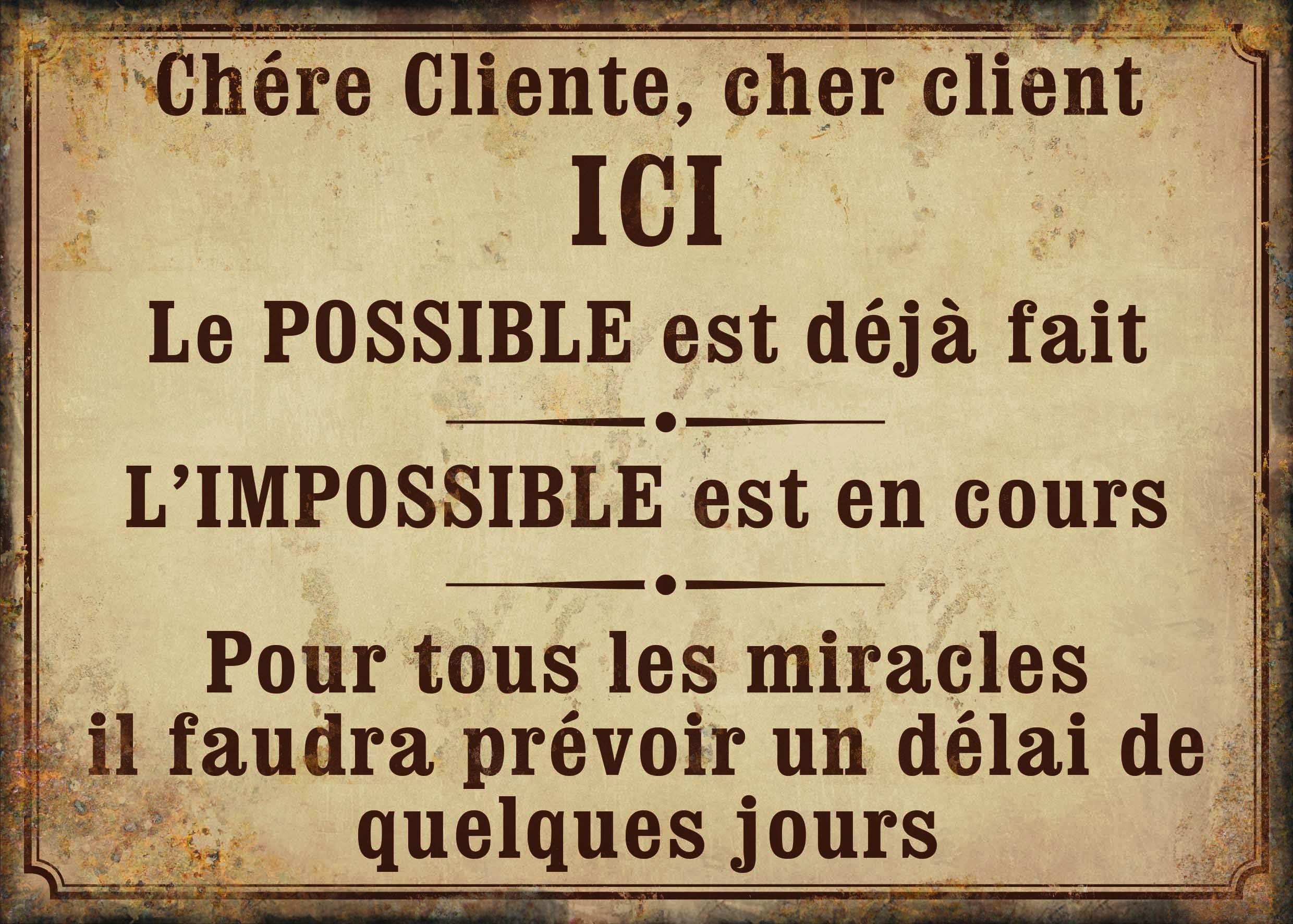 Antic Line Le Possible is Already Made Plaque 21 x 15 cm