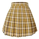 Hoerev Women Girls Short High Waist Pleated Skater