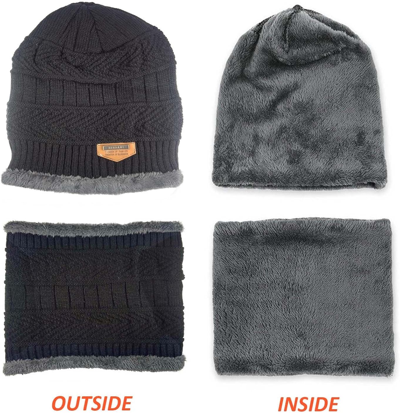 Winter Hat Scarf Gloves Slouchy Beanie Snow Knit Skull Cap Touch Screen Mittens Circle Scarves for Women Black at  Women’s Clothing store