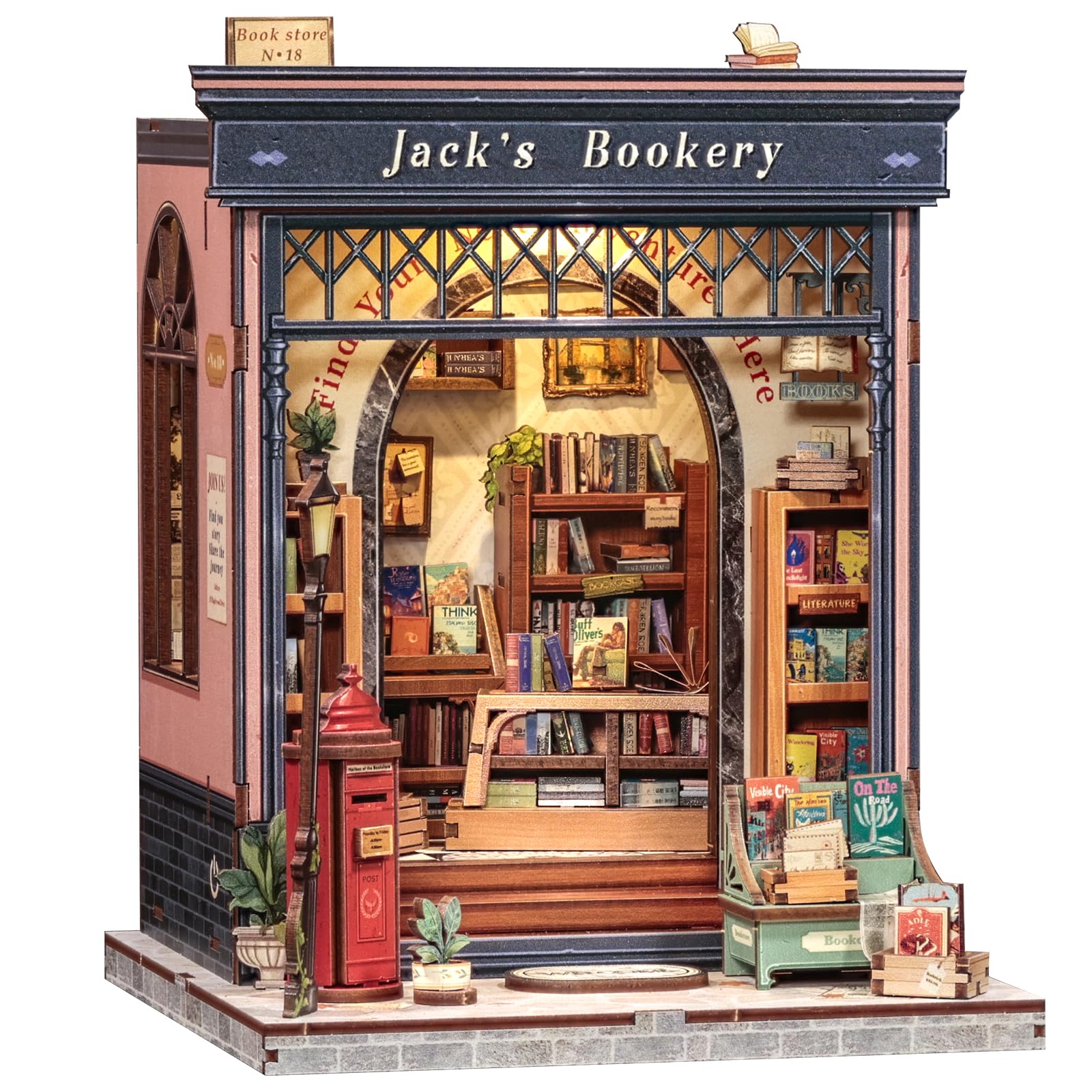 CUTEBEE Book Nook Kits for Adults - DIY Miniature Dollhouse 3D Wooden Puzzles Bookend for Bookshelf Deco | Creative Gifts (Jack's Bookery)