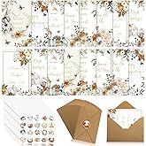 Motiskyy 80 Sets Fall Thanksgiving Greeting Cards with Envelopes and 4 Sheets Stickers Rustic Happy Holiday Pumpkin Sunflower Greeting Cards Bulk for Business Friend Family Employee Coworker Gift