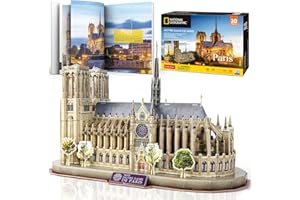 CubicFun National Geographic Puzzle 3D Notre Dame de Paris Gothic Building Model Kit, 128 Pieces