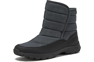 Lands' End Expedition Quilted Slip On Mens Snow Boots Insulated Winter Boots for Men Waterproof with Hook & Loop Closure, Medium or Wide Width Winter Shoes Size 8 to 13