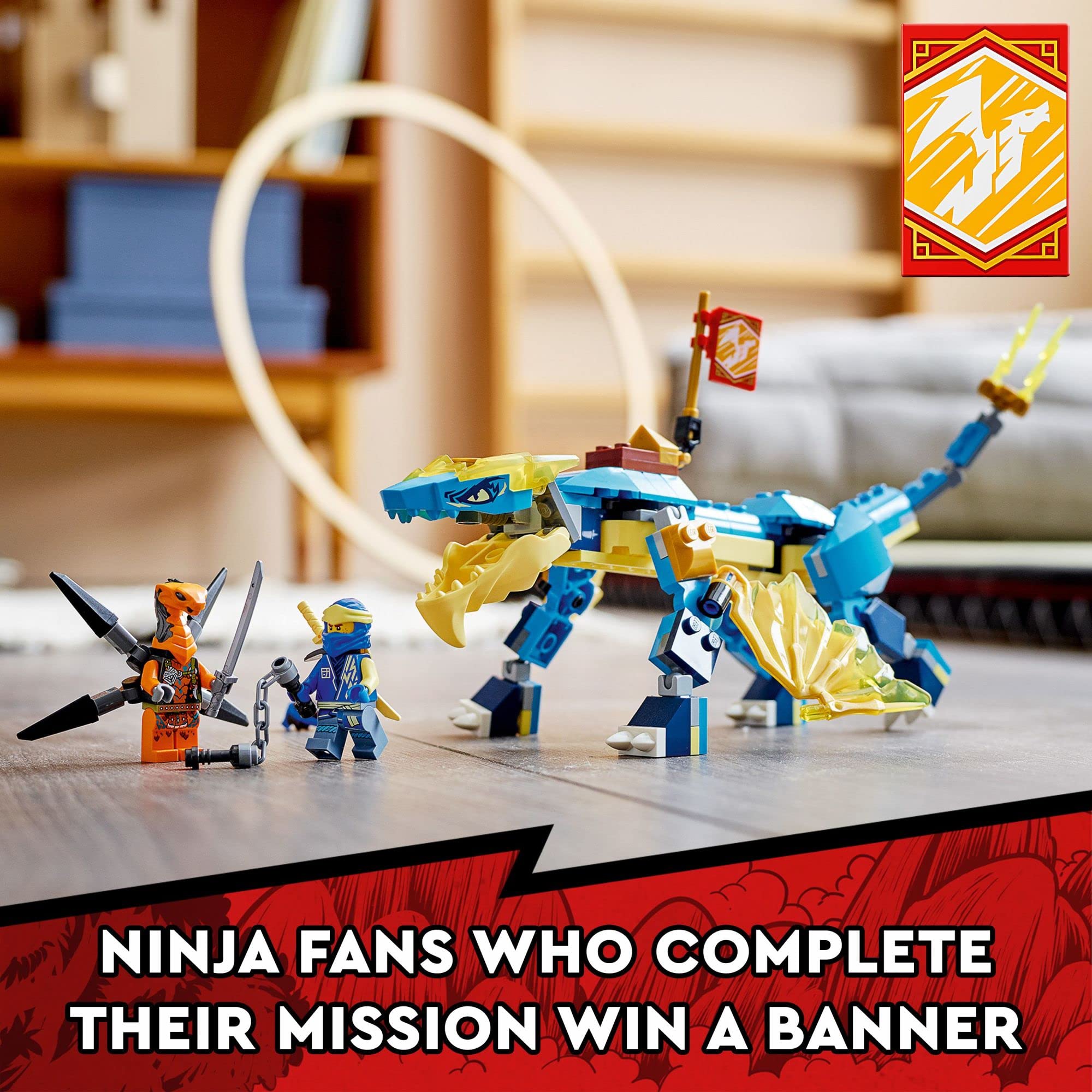 LEGO NINJAGO Jay’s Thunder Dragon EVO 71760 - Toy Figure and Viper Snake Set with Minifigures, Collectible Speed Mission Banner, Ninja Battle Adventure, Great Gift for Kids 6 Plus Years Old