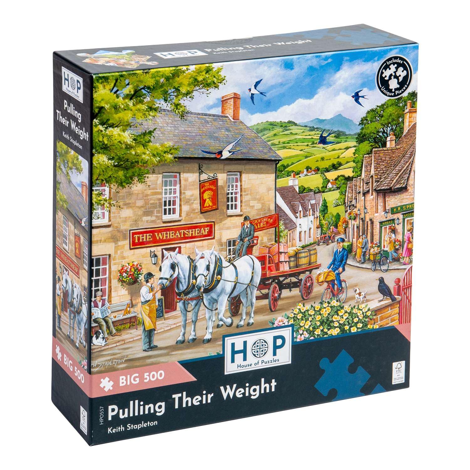 The House of Puzzles - Pulling Their Weight Jigsaw - Big 500 Piece Jigsaws For Adults, Extra Large Pieces, Artist Illustrated, Scenic Landscape, Deluxe Puzzle Gifts