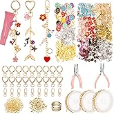 VioraWhite Lip Gloss Charm Kit Lip Gloss Keychain Making Kit Including Assorted Charms Keychain Clips Extender Chain(944 Pcs,Classic Style)