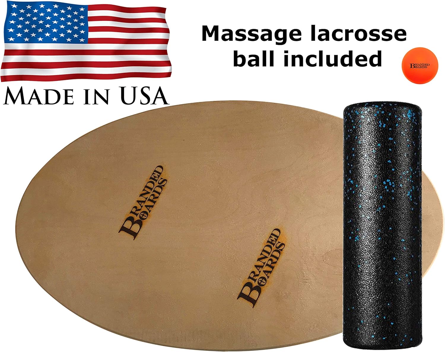 Branded Boards Made in USA Elliptical Surfing Balance Board. Great Home Office Exercise Workout Balance Board! Awesome Surfing & Snowboard Trainer and Physical Therapy Balance Board.
