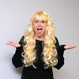 TRIXES Bombshell Wig 20in Blonde Fringe Long Hair Cosplay Fancy Dress view 3