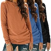 Zeagoo 3 Pack Long Sleeve Shirts for Women Casual Soft Crewneck Basic Tee Tops Fall Outfit Clothes