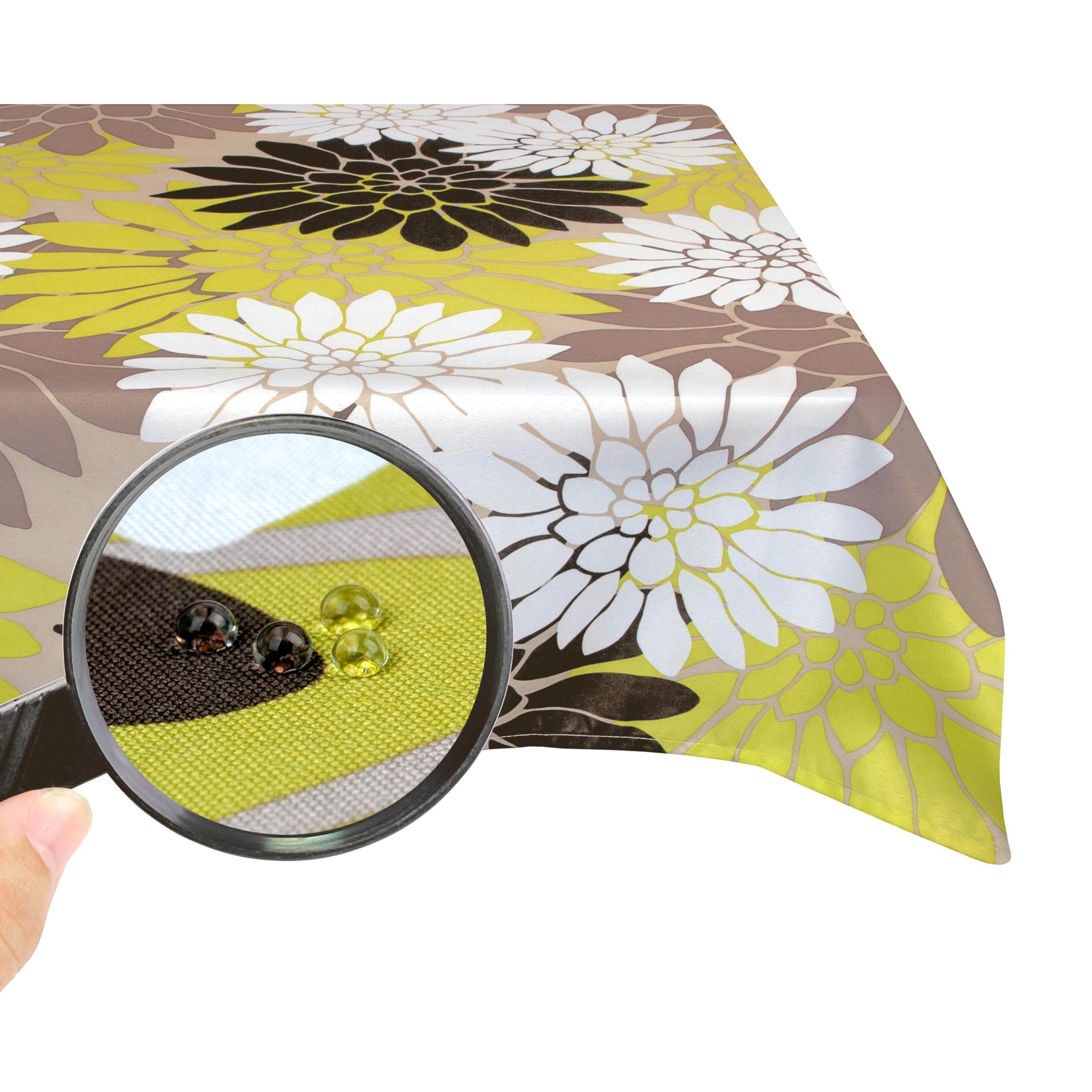 Valia Home® tablecloth with Teflon coating for indoor & outdoor use in 6 designs | tablecloth is washable water & dirt repellent thanks to reliable lotus effect | 130 x 160 cm flower — image 1