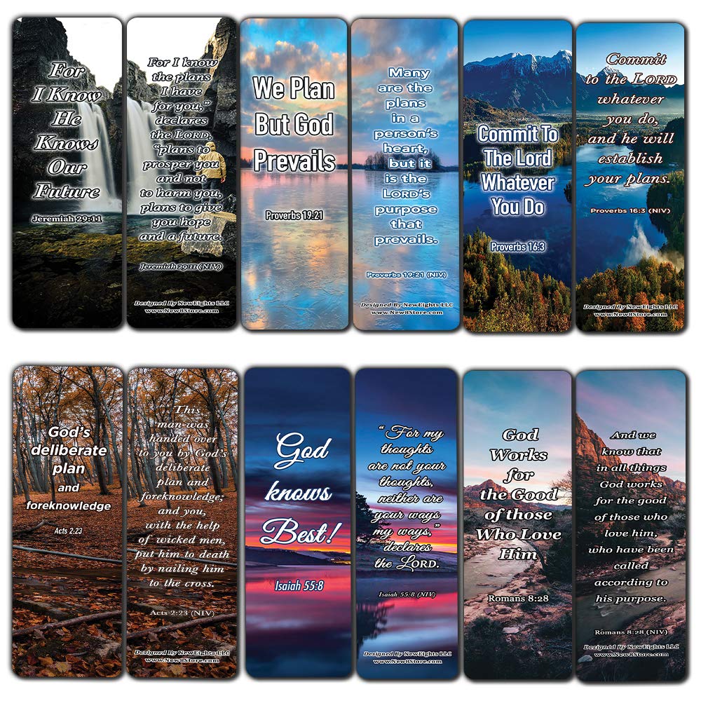 Seek God's Plan Memory Verses Bookmarks (60-Pack) - Great Giveaways for ministries and Sunday Schools