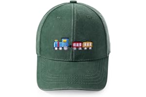 PENINPHA Cute Car Embroidered Kids Baseball Caps Toddler Adjustable Washed Cotton Vintage Snapback Trucker Hat for Boys Girls 3-8 Y