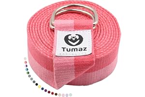 Tumaz Yoga Strap/Stretch Bands [15+ Colors, 6/8/10 Feet Options] with Extra Safe Adjustable D-Ring Buckle, Durable and Comfy Delicate Texture - Best for Daily Stretching, Physical Therapy, Fitness