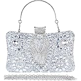 COAIMANEY Women Sparkly Rhinestone Clutch with Chains, Glitter Evening Handbag Purse Shoulder Bag for Wedding Party Prom