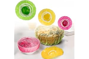 60PCS Reusable Elastic Food Bowl- Plastic Bowl Covers Elastic Variety of 3 translucent stretchable sizes and Colorful Dish Pl