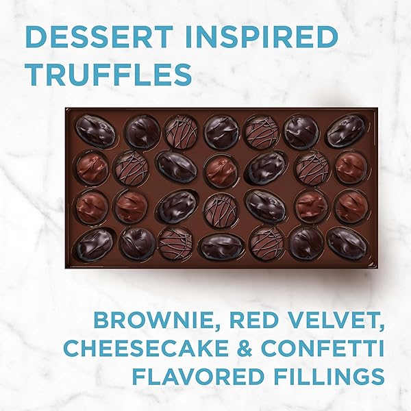 RUSSELL STOVER ASSORTED MILK & DARK CHOCOLATE DESSERT INSPIRED TRUFFLES CANDY GIFT BOX, 14.9 OZ.