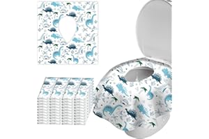 ZHOMA 40 Pack Toilet Seat Covers Disposable for Bathroom, Extra Large XL Size Waterproof Covers for Toddler Potty Training, Individually Wrapped Portable for Adults Kids Travel Trip Airplane -Dinosaur