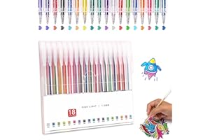 18PCS Glitter Gel Pens Set – 1.0mm Metallic Gel Ink Pens, Vibrant Sparkling Gel Markers for Artwork, Adult Coloring, Journali