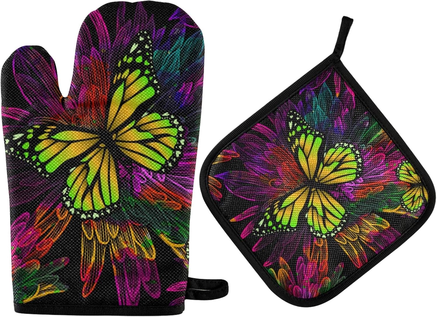 Download Amazon.com: UMIRIKO Color Butterfly Oven Mitts and Pot ...