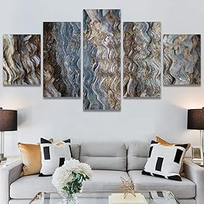 SIGNWIN 5 Panel Canvas Wall Art Linear Patterns...